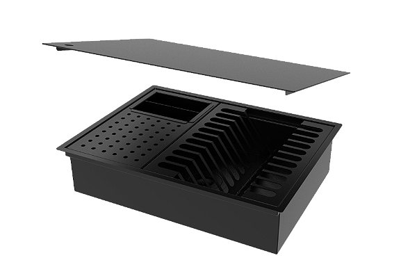 Escorredor De Embutir Calha Inox Preta 43x33cm C/ Tampa