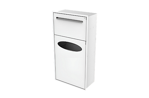 Lixeira Retangular Branca 8,8 L C/ Suporte Papel Toalha Para Parede - Tampa Click
