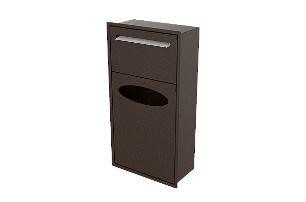 Lixeira Retangular Marrom 8,8 L C/ Suporte Papel Toalha Para Parede - Tampa Click