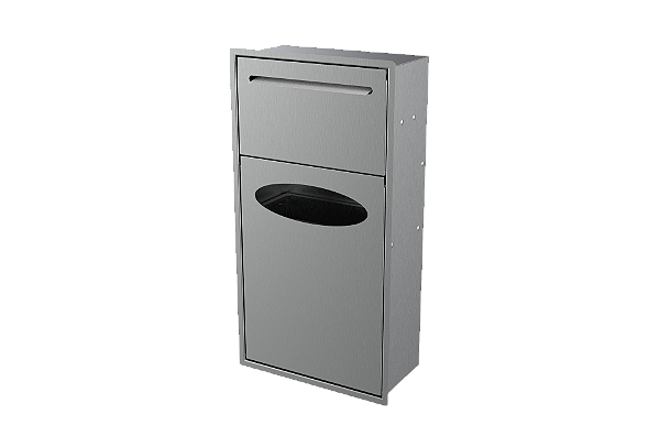 Lixeira Retangular Inox 8,8 L C/ Suporte Papel Toalha Para Parede - Tampa Click