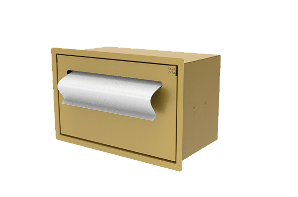 Suporte Papel Toalha Para Embutir na Parede Dourado - Tampa Click