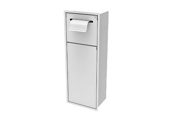 Lixeira Retangular Branca 5,3 L C/ Suporte Papel Higiênico Para Parede - Tampa Click