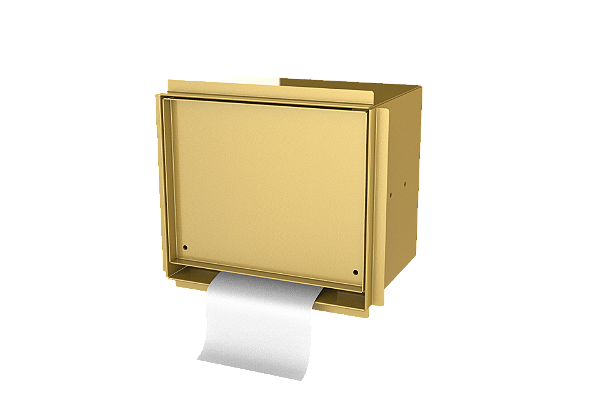 Suporte Papel Higiênico Embutir Na Parede Porcelanato Dourado - Tampa Click