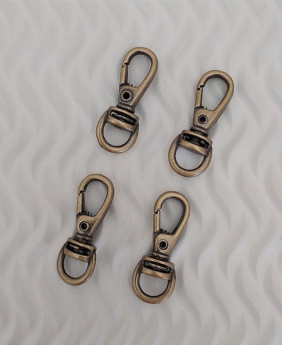 Mosquetão Gancho 3,5cm Ouro velho S/ Bracinho (04 UNIDADES)