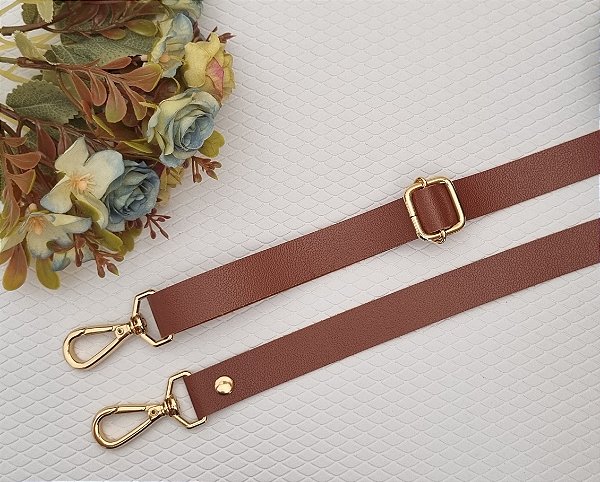 ALÇA DE COURO CARAMELO P/ BOLSA C/ REGULAGEM