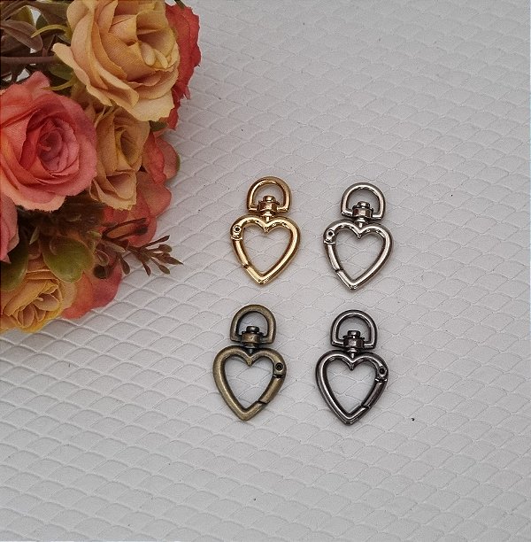 MOSQUETÃO CORAÇÃO ARTICULADO 3,5CM ZAMAC ( PAR )