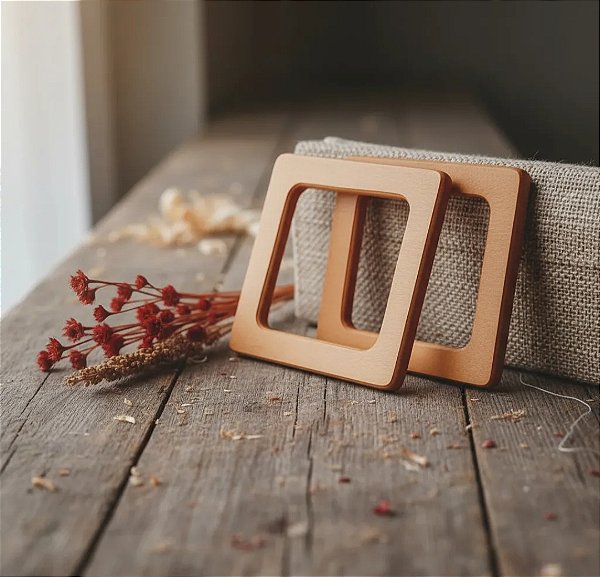 ALÇA DE MADEIRA QUADRADA CÍRCULO COR 10 (PAR)