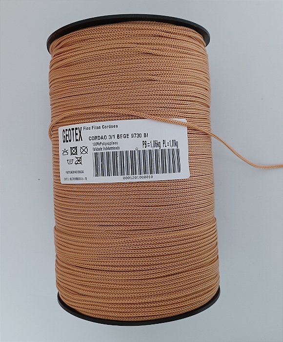 Cordão/Fio Náutico 3/1 3mm Bege Geotex C/ 1 kg (100% Polipropileno)