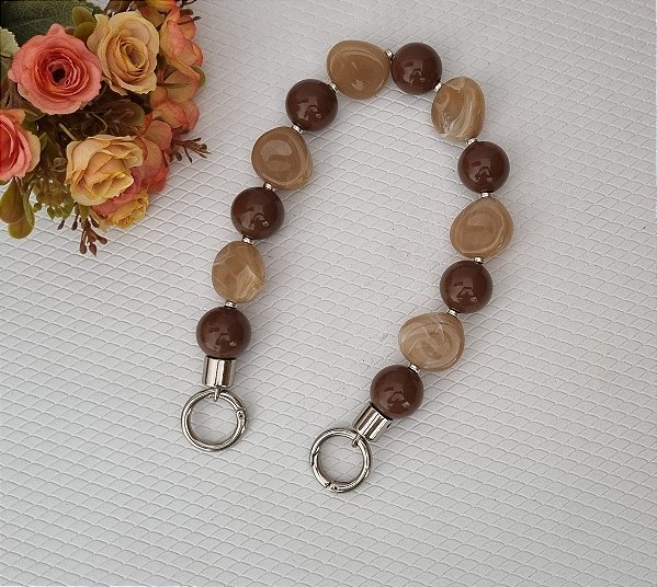 ALÇA P/ BOLSA DREA MARROM/NUDE C/ 47 CM