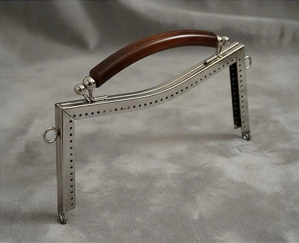 ALÇA P/ BOLSA FECHO DA VOVÓ DE METAL VINTAGE 20,5CM C/ RESINA