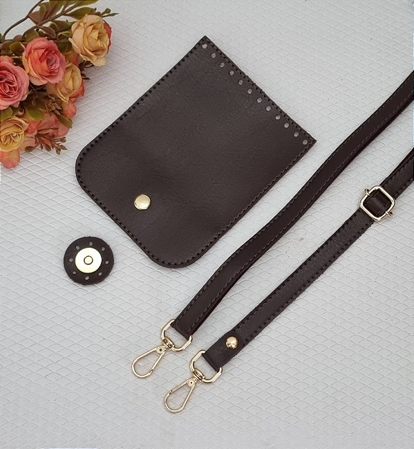KIT P/ BOLSA COM ABA E ALÇA TIRACOLO MARROM