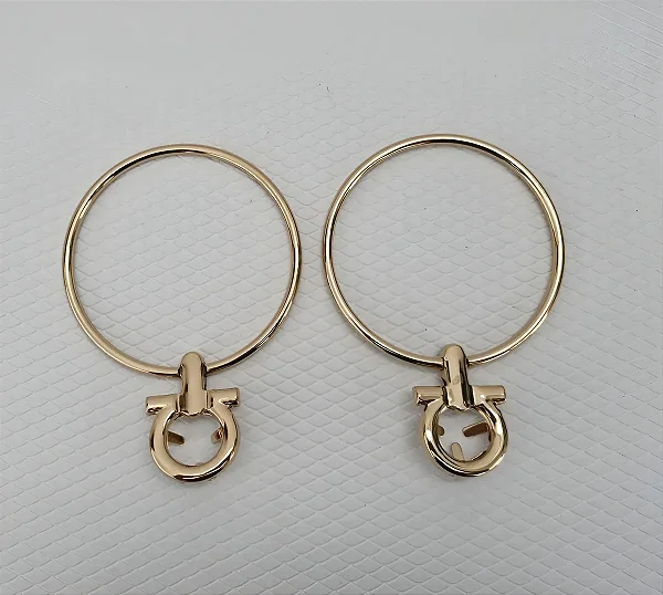 ALÇA P/ BOLSA DE METAL REDONDA C/ GANCHO 10CM X 14CM ( PAR )