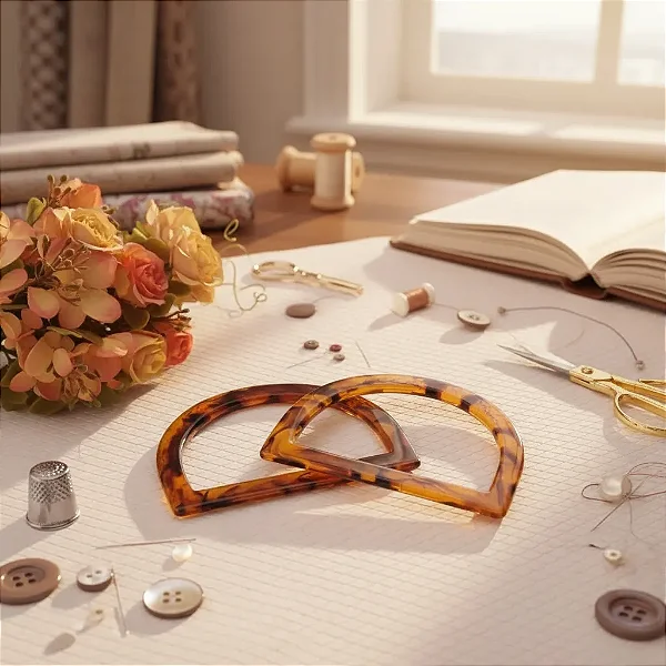 ALÇA P/ BOLSA DE RESINA MEIA LUA 13CM X 10,5cm ( PAR )