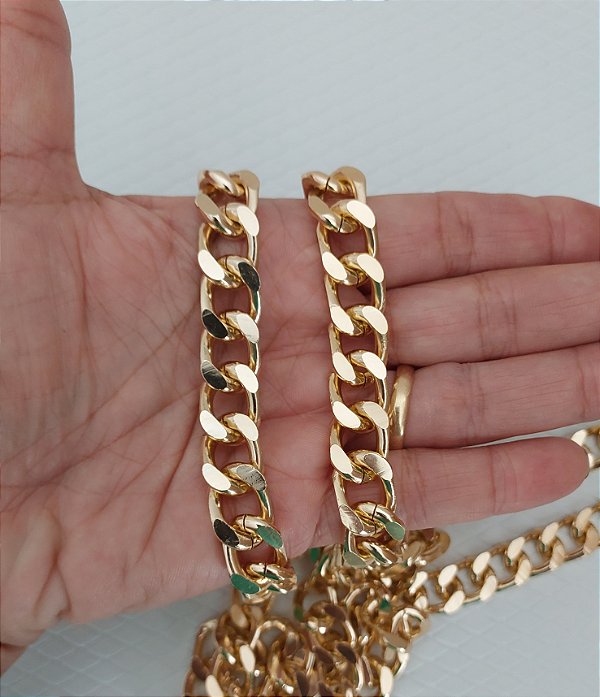 CORRENTE DE ALUMÍNIO LIXADA DOURADA 3.5MM ESPESSURA C/ 01 MT