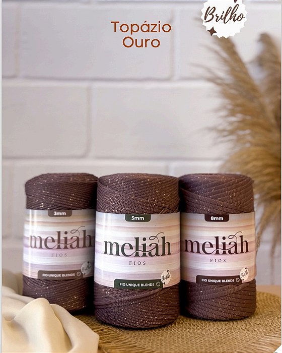 Fio de poliéster UNIQUE BLENDS 3mm - cor: TOPÁZIO FUMÊ OURO