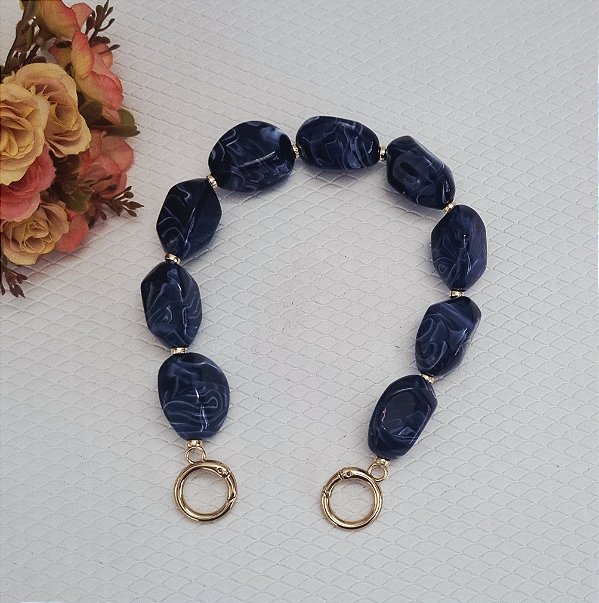 ALÇA DE MÃO DREA C/ ARGOLA COR AZUL C/ 40 CM