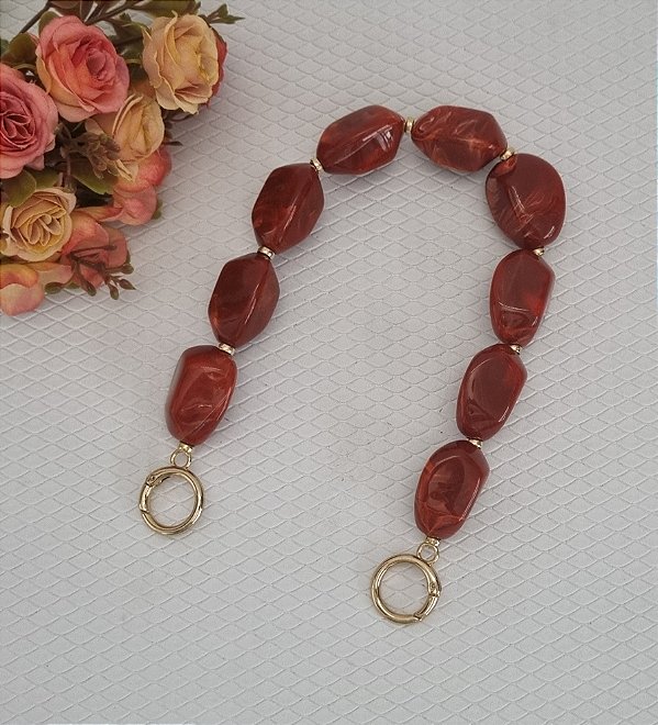 ALÇA DE MÃO DREA C/ ARGOLA COR VERMELHA C/ 40 CM