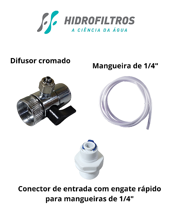 Kit instalação Purificador Duas torres Hoken / Pentair / Hidrofiltros