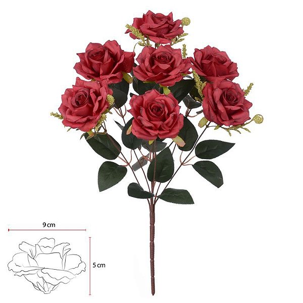 B.ROSA X8 (MARSALA OUTONO) 45cm - Le Fleurs Boutique - Flores Permanentes e  Home Decor