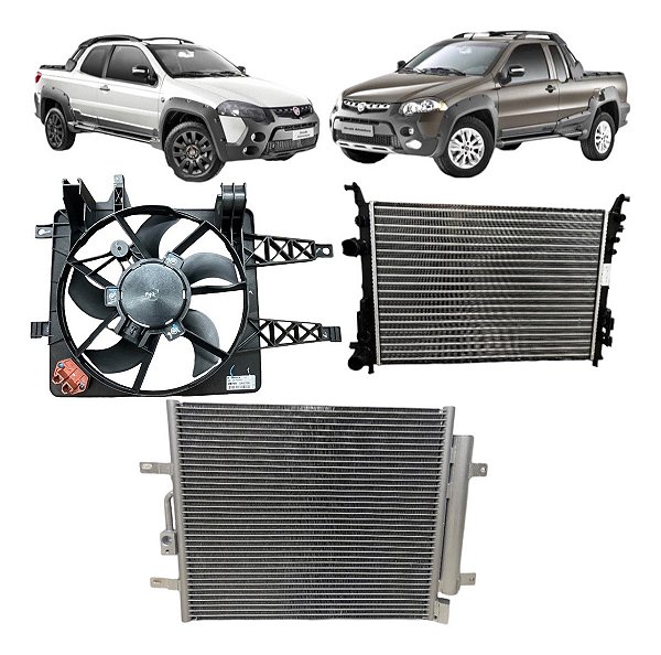 Radiador Condensador Ventoinha Fiat Strada Adventure1.8 16v