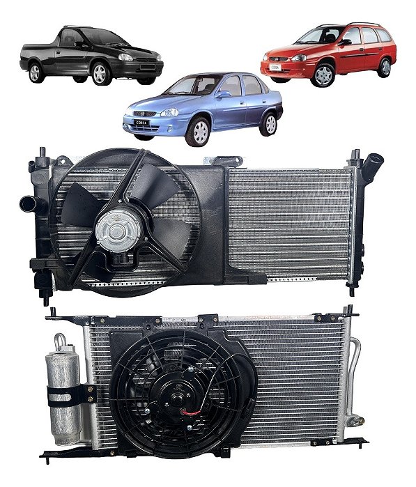 Radiador Condensador Ventoinha Corsa 1999 / 2010 Com Ar