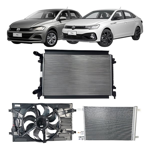Kit Radiador Condensador Ventoinha Polo Virtus 1.6 Msi Vw
