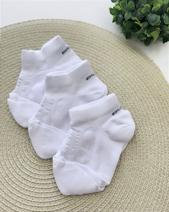 KIT 3 PARES DE MEIA BRANCA SAPATILHA