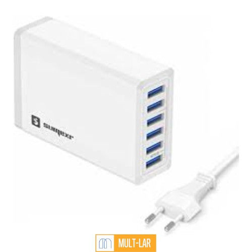 CARREGADOR PORTÁTIL COM 6 PORTAS USB 10A SX-F4