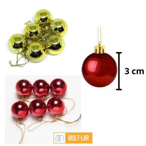 ENFEITE BOLA DE NATAL 3 CM PACOTE COM 6 UNIDADES NTB1101X