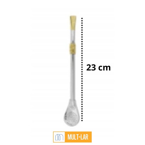 BOMBA PARA TERERÉ MATE COM DETALHE DOURADO 23 CM 138