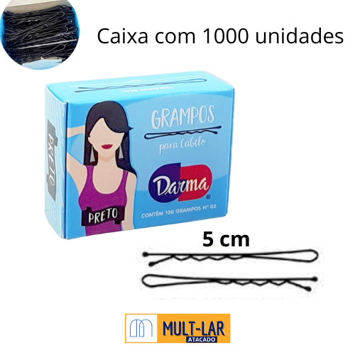 GRAMPO PARA CABELO Nº 5 CAIXA COM 1000 UNIDADES