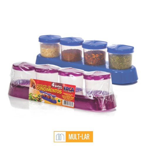POTE PARA CONDIMENTO CONJUNTO COM 4 UNIDADES 1343