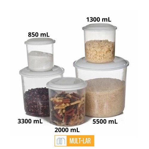 POTES MANTIMENTO TRANSPARENTE CONJUNTO COM 5 PEÇAS 154