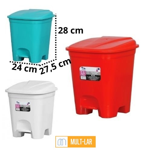 LIXEIRA QUADRADA COM PEDAL 7,5 LITROS 3041