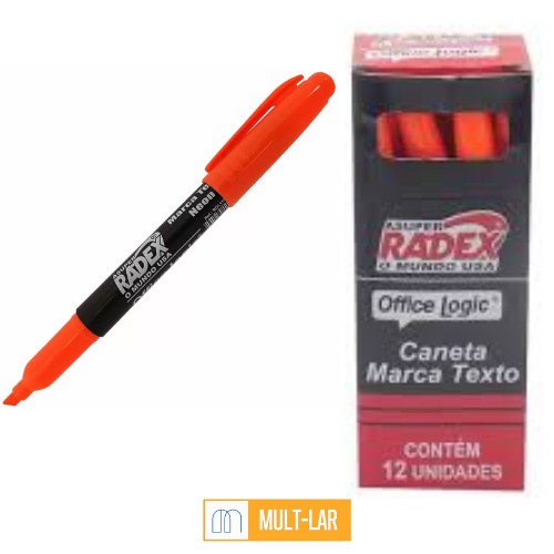 MARCA TEXTO LARANJA CAIXA COM 12 UNIDADES