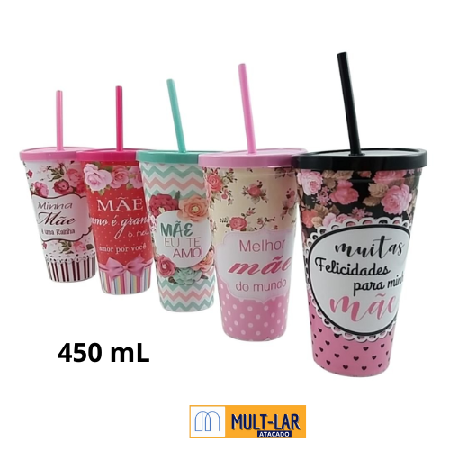 COPO ACRÍLICO COM CANUDO 450ML HG79044