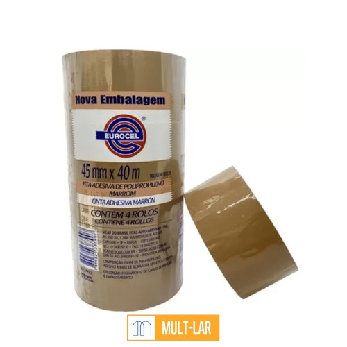FITA CREPE ADESIVA MARROM 40 METROS TUBO COM 4 ROLOS