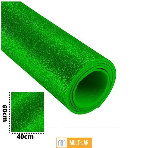 EVA GLITER 40 X 60 CM VERDE PACOTE COM 5 FOLHAS