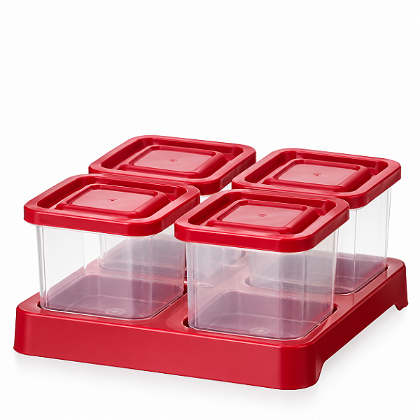 POTES PARA CONDIMENTO QUADRADO TRANSPARENTE 200 ML CONJUNTO COM 4 PEÇAS 2488