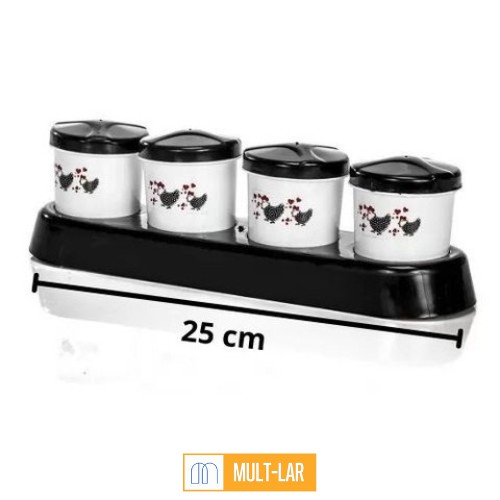POTE PARA CONDIMENTO CONJUNTO COM 4 PEÇAS DECORADO 2060