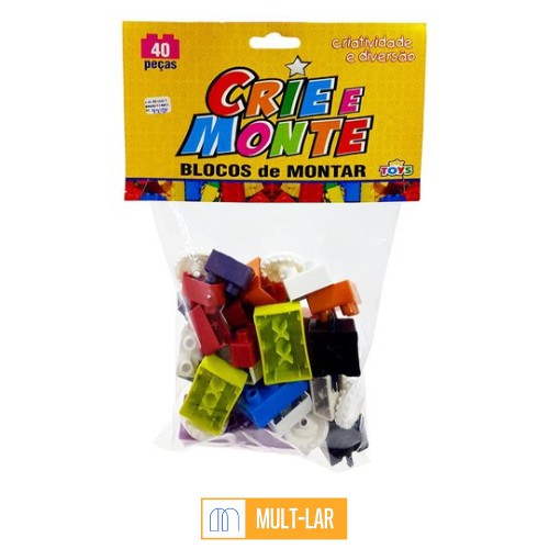 CRIE E MONTE LEGO PACOTE COM 40 PEÇAS 0179