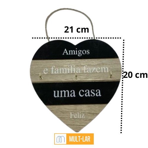 PORTA CHAVES CORAÇÃO MDF MZT2020