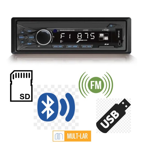 RÁDIO SOM AUTOMOTIVO COM BLUETOOTH LE-6302