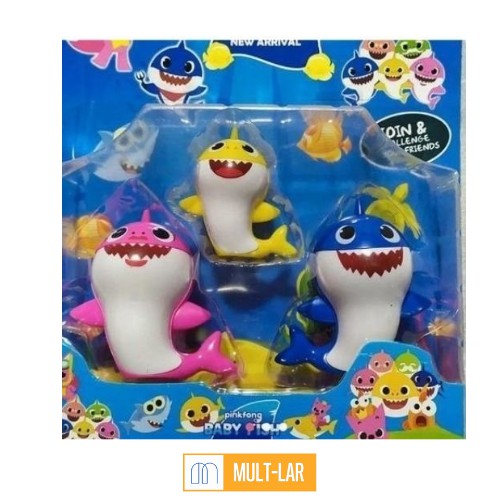 TUBARÃO BABY SHARK CARTELA COM 3 UNIDADES KY-B519