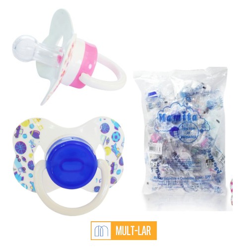 CHUPETA BICO REDONDO SILICONE PACOTE COM 25 UNIDADES 804