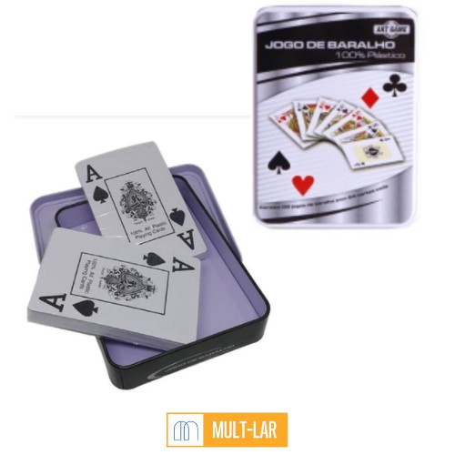 BARALHO PLASTICO NA LATA COM 2 JOGOS NS-2989