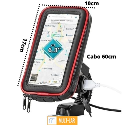 SUPORTE CELULAR MOTO COM CARREGADOR MAX-SUP3236