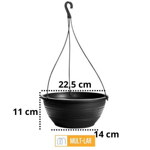 VASO REDONDO 3,5 LITROS COM ALÇA PRETO 0134