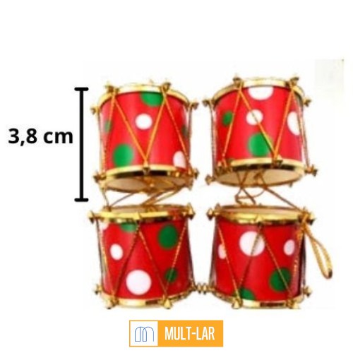 ENFEITE NATAL TAMBOR VERMELHO 3,8 CM PACOTE COM 4 UNIDADES NTA1511