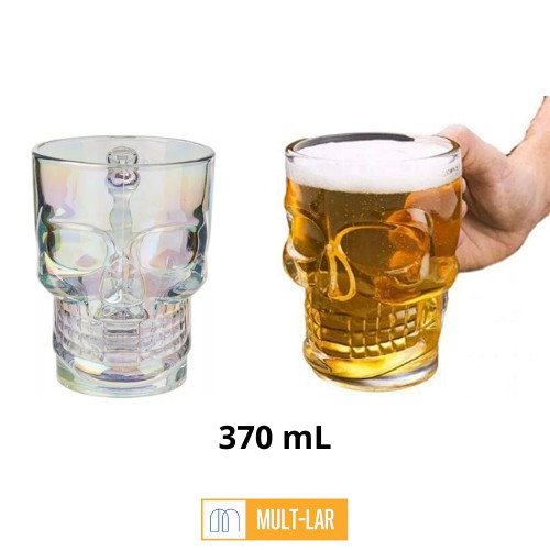 CANECA DE VIDRO PARA CHOPP CAVEIRA 370ML 7457